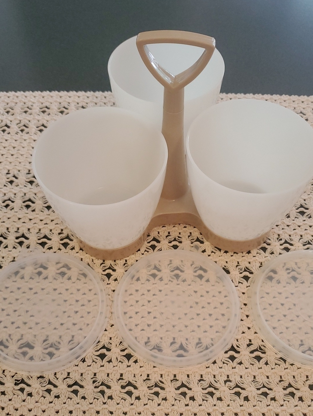 Tupperware 3 Pc Condiment Caddy